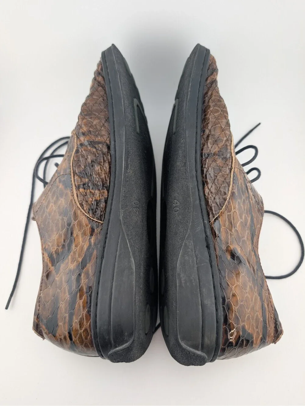 Helle Comfort By Romu's Size 9 Women's Snakeskin Shoes Lace Up Brown 40 Oxfords